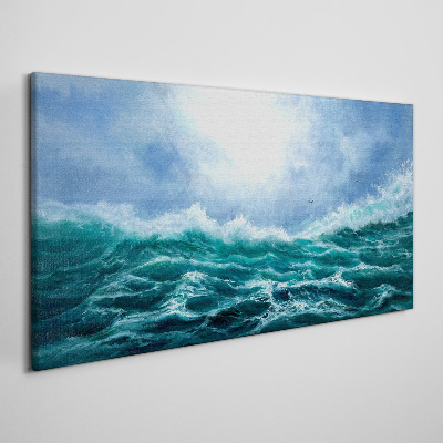 Tableau sur toile Une mer agitée aux nuances de bleu