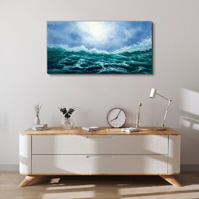 Tableau sur toile Une mer agitée aux nuances de bleu