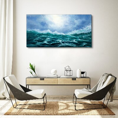 Tableau sur toile Une mer agitée aux nuances de bleu