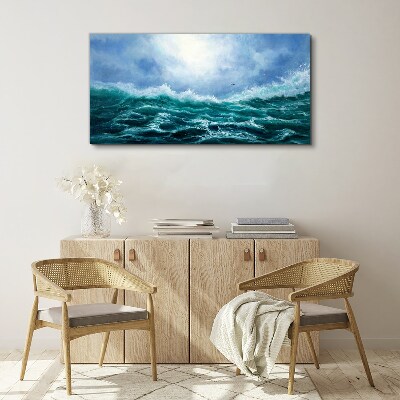 Tableau sur toile Une mer agitée aux nuances de bleu