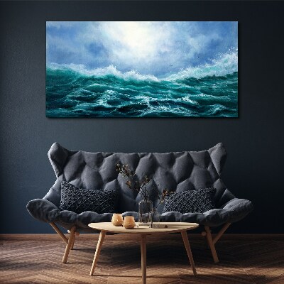 Tableau sur toile Une mer agitée aux nuances de bleu
