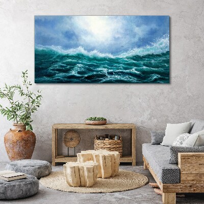 Tableau sur toile Une mer agitée aux nuances de bleu