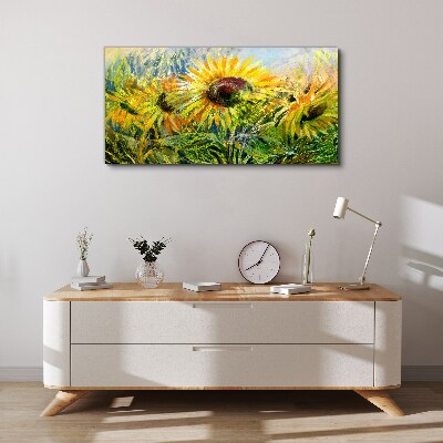 Tableau toile imprimée Tournesols au soleil d'été