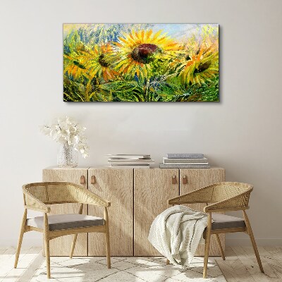 Tableau toile imprimée Tournesols au soleil d'été