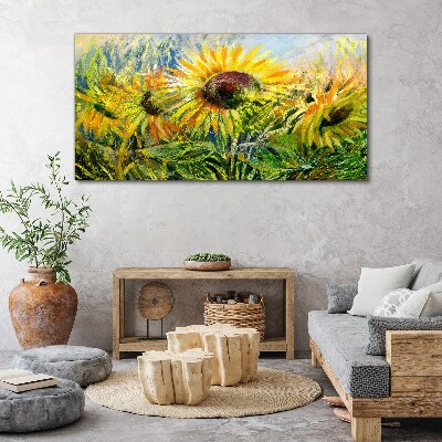 Tableau toile imprimée Tournesols au soleil d'été