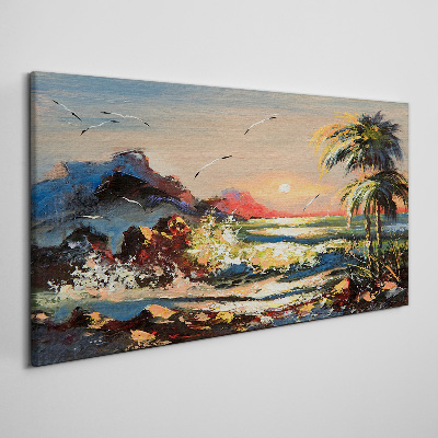 Tableau sur toile Coucher de soleil tropical sur la mer