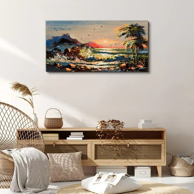 Tableau sur toile Coucher de soleil tropical sur la mer