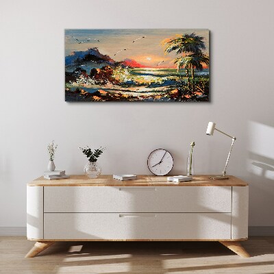 Tableau sur toile Coucher de soleil tropical sur la mer