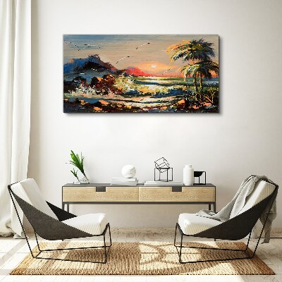 Tableau sur toile Coucher de soleil tropical sur la mer