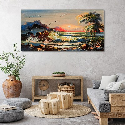 Tableau sur toile Coucher de soleil tropical sur la mer
