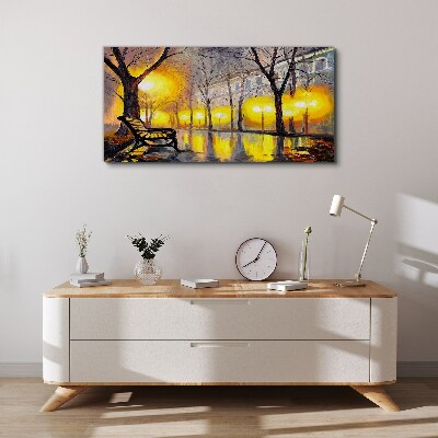 Tableau sur toile Lumières dorées dans le parc