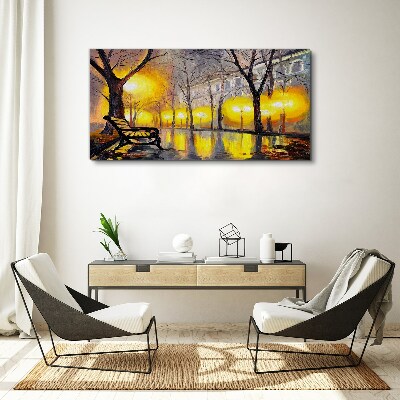 Tableau sur toile Lumières dorées dans le parc