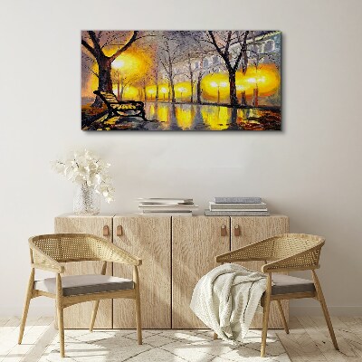 Tableau sur toile Lumières dorées dans le parc