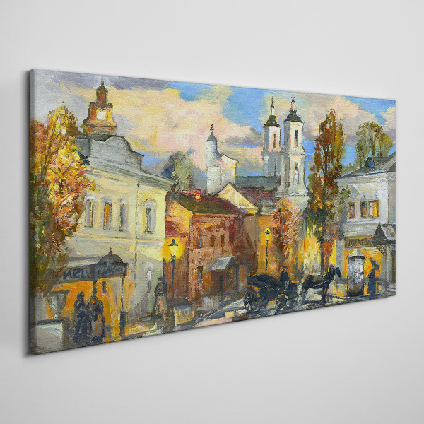 Tableau sur toile Une charmante rue dans un paysage d'automne