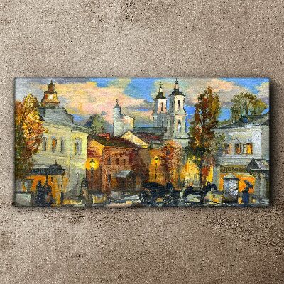 Tableau sur toile Une charmante rue dans un paysage d'automne