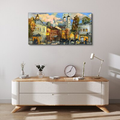 Tableau sur toile Une charmante rue dans un paysage d'automne