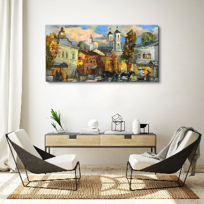 Tableau sur toile Une charmante rue dans un paysage d'automne