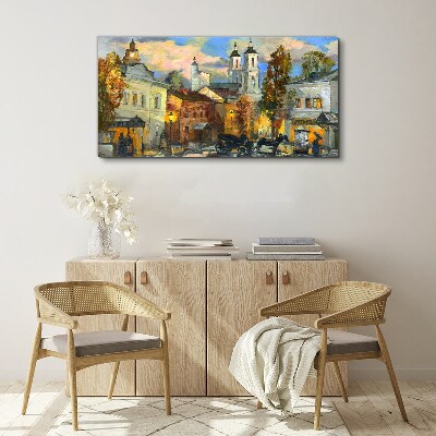 Tableau sur toile Une charmante rue dans un paysage d'automne