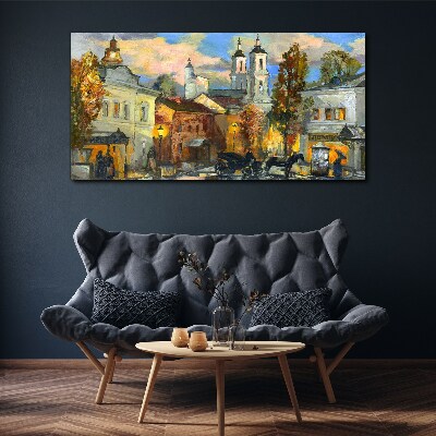 Tableau sur toile Une charmante rue dans un paysage d'automne