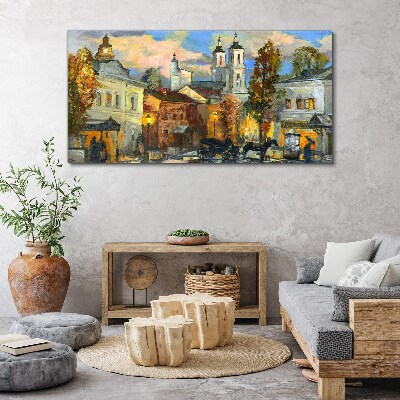 Tableau sur toile Une charmante rue dans un paysage d'automne