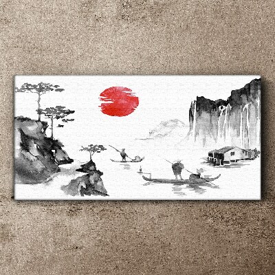 Tableau toile imprimée Un paysage paisible avec un coucher de soleil