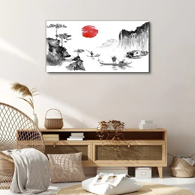 Tableau toile imprimée Un paysage paisible avec un coucher de soleil