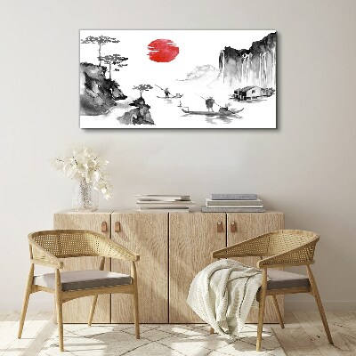Tableau toile imprimée Un paysage paisible avec un coucher de soleil
