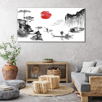 Tableau toile imprimée Un paysage paisible avec un coucher de soleil