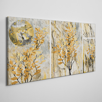 Tableau imprimé sur toile Feuilles dorées au clair de lune
