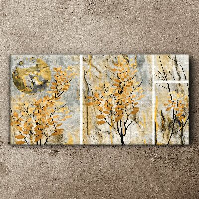 Tableau imprimé sur toile Feuilles dorées au clair de lune