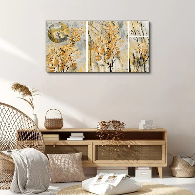 Tableau imprimé sur toile Feuilles dorées au clair de lune