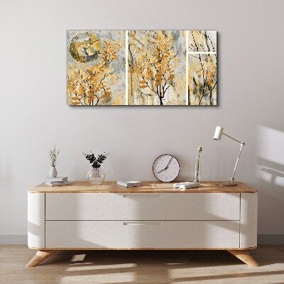 Tableau imprimé sur toile Feuilles dorées au clair de lune