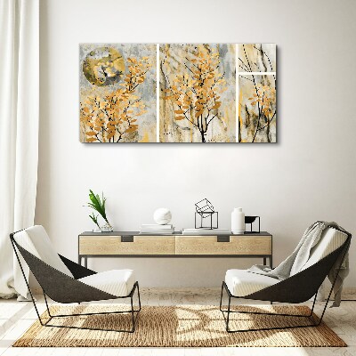 Tableau imprimé sur toile Feuilles dorées au clair de lune