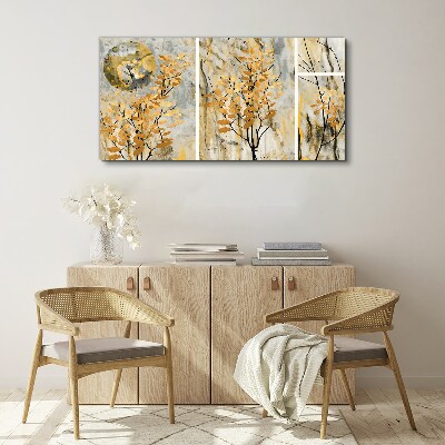 Tableau imprimé sur toile Feuilles dorées au clair de lune