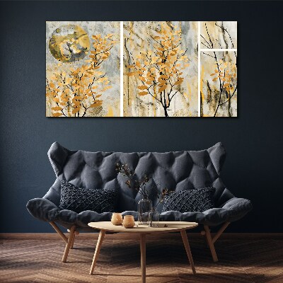 Tableau imprimé sur toile Feuilles dorées au clair de lune