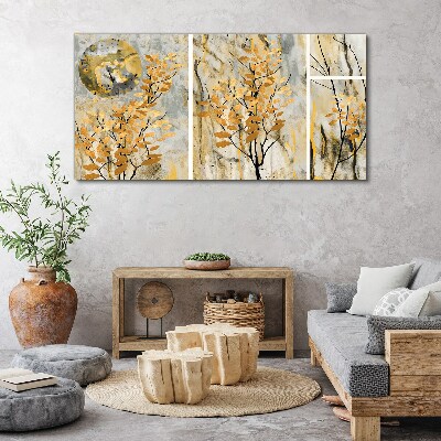 Tableau imprimé sur toile Feuilles dorées au clair de lune