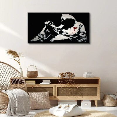 Tableau imprimé sur toile L'homme au couteau de Banksy