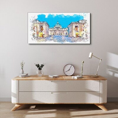 Tableau sur toile Le Vatican aux couleurs de l'aquarelle