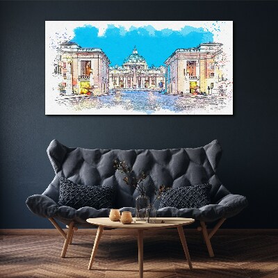 Tableau sur toile Le Vatican aux couleurs de l'aquarelle