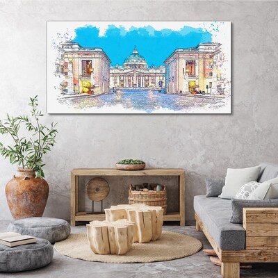 Tableau sur toile Le Vatican aux couleurs de l'aquarelle