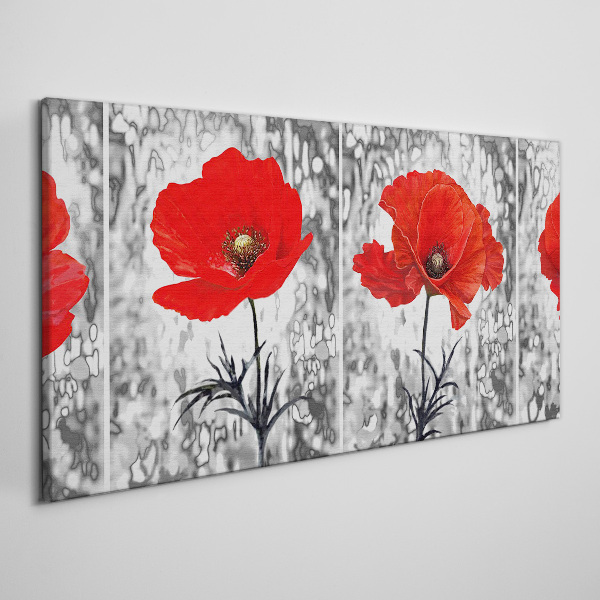 Tableau sur toile Coquelicots rouges sur fond de verre