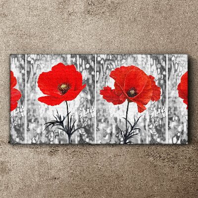 Tableau sur toile Coquelicots rouges sur fond de verre