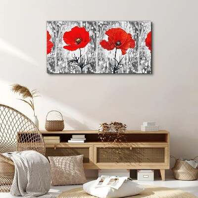 Tableau sur toile Coquelicots rouges sur fond de verre