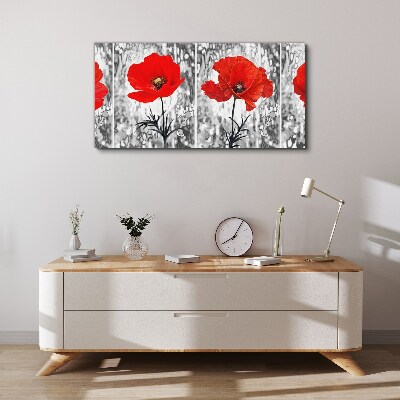 Tableau sur toile Coquelicots rouges sur fond de verre