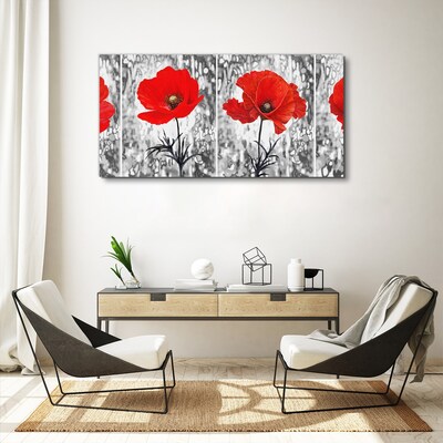 Tableau sur toile Coquelicots rouges sur fond de verre