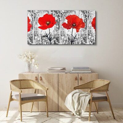 Tableau sur toile Coquelicots rouges sur fond de verre