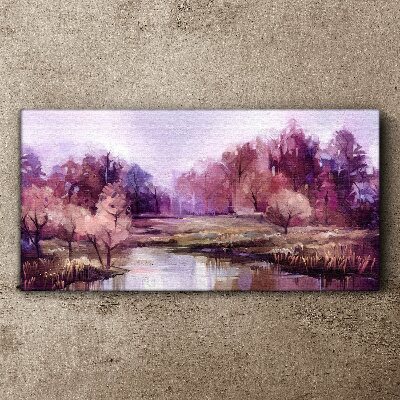 Tableau imprimé sur toile Paysage printanier aux tons roses