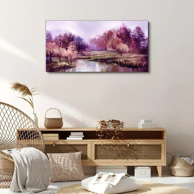 Tableau imprimé sur toile Paysage printanier aux tons roses