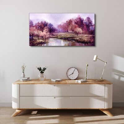Tableau imprimé sur toile Paysage printanier aux tons roses