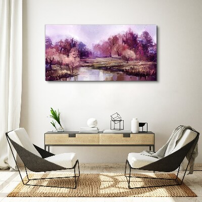 Tableau imprimé sur toile Paysage printanier aux tons roses